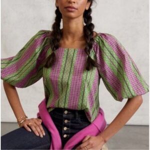 2x HP!!🎈🎈Anthropologie Porridge Shannon Puff Shoulder Swing top Small